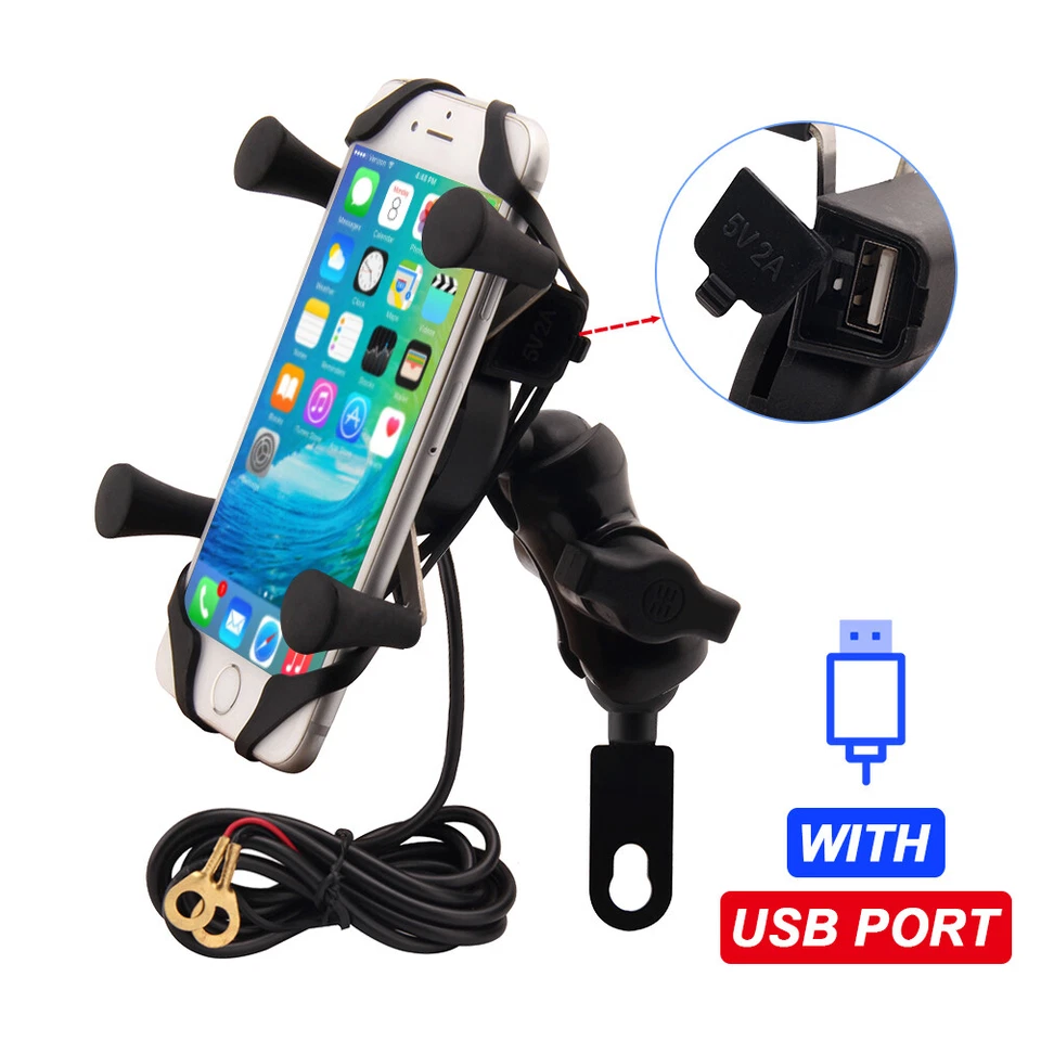 Soporte USB para teléfono manillar de motocicleta de carga rápida para Harley Davidson Touring Foto 2 de 4