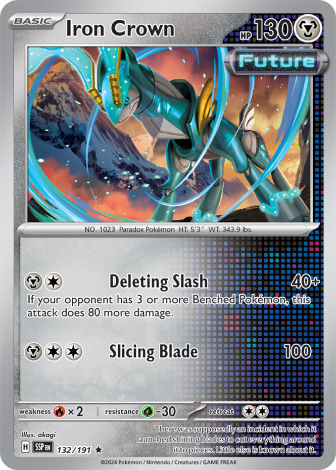 ●REINFORCMENTS RARE！ x1 Iron Crown - 132/191 - Rare - Reverse Holo Pokemon SV08