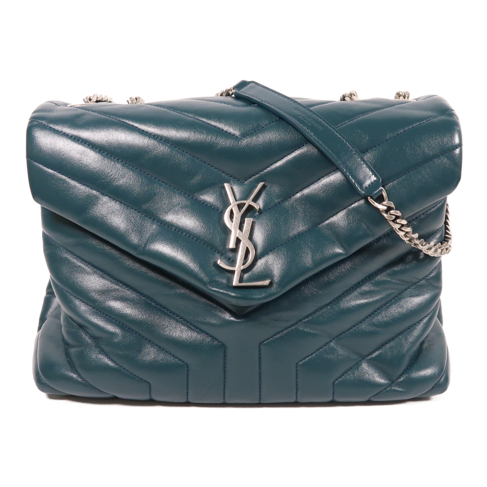 Borsa a tracolla SAINT LAURENT YSL SHW Loulou catena 487216 pelle di vitello verde