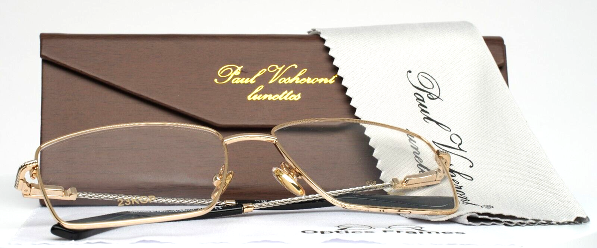 PAUL VOSHERONT PV627 C1 23k Gold Plate Mens Rectangle Eyeglasses