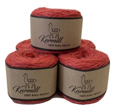 Alpaca Wool Skeins 100 Baby Alpaca Yarn Lot of 5 Skein Sport Weight Salmon B134