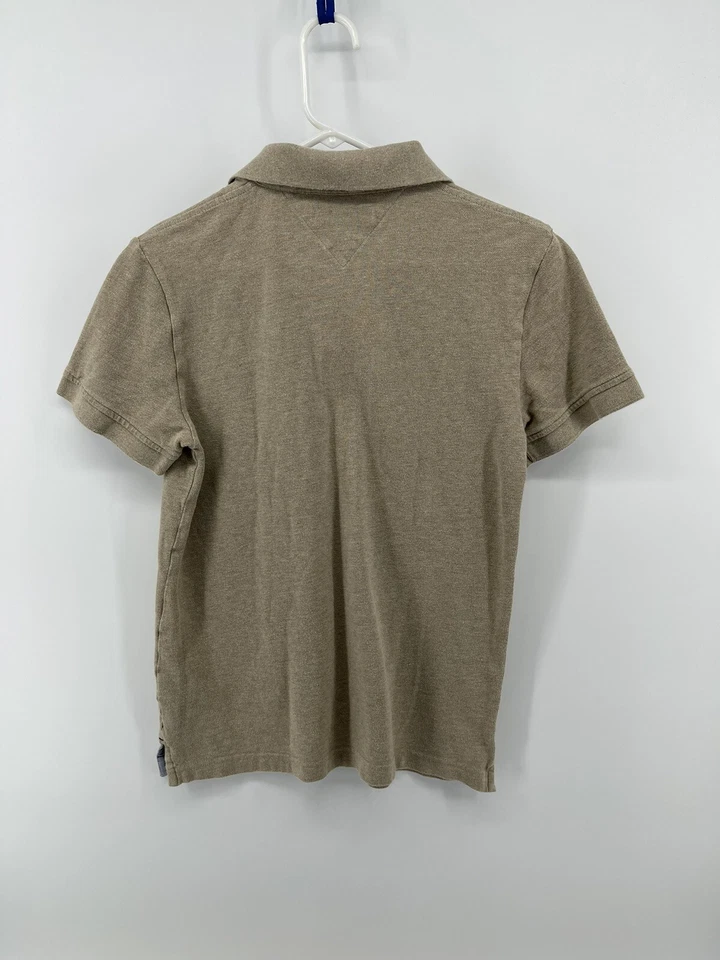 Tommy Hilfiger Boys Polo Shirt Youth Size Medium Beige Tan Short Sleeve FastShip - Image 2 of 4