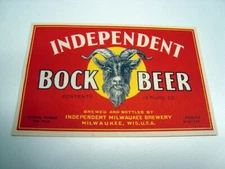 Circa 1930s Independent Bock Beer Label, Milwaukee