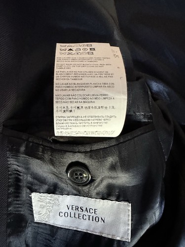 Versace Collection Navy Single Breast 2 Button Blazer Size 52 100% Wool - Picture 14 of 19