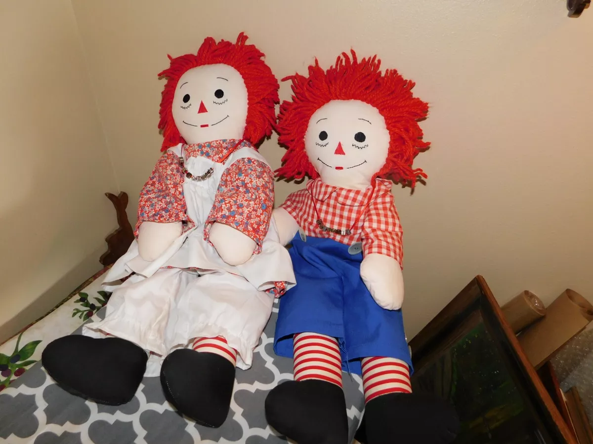 Handmade Raggedy Ann Andy Dolls Hand Embroidered Faces Hearts eBay