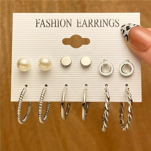 Set orecchini cerchio perle tonde quadrate geometriche in resina acrilica gioielli moda NUOVI - Foto 35 di 39