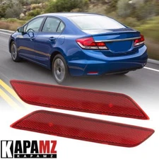 Pair Rear Bumper Reflector Brake Lights For Honda Civic Sedan 2013 2014 2015 New