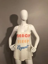 Junk Food Womens Graphic Logo Cotton Beach, Sleep, Repeat T Shirt Size XS