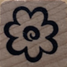 Wood Mounted Rubber Stamp - Mini Flower Bloom 4