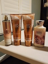 bath and body works Warm Vanilla Sugar Mist, Body Cream and Body Lotion Lot of 4