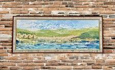 Peter Moore Listed Artist Oil Conwy Castle Coastal Landscape - Huge 52.25” x 22”