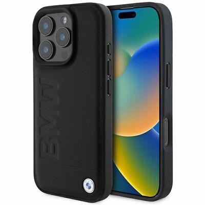 BMW Apple iPhone 16 Pro Max Hardcase Hülle Leather Hot Stamp MagSafe