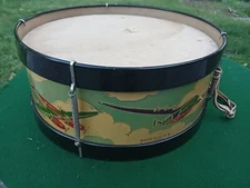 Antique Noble & Cooley  Kids Toy Drum.11"× 5" WW-11 Airplanes/ Org. Pricetag 25