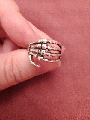 Skelett Hand Finger verstellbar Gothic Punk Ring, Krallenring UK P+1/2 Halloween 