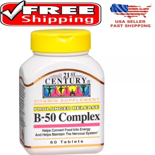 B 50 Complex Prolonged Release Tablets - 60 Count, Gluten-Free Energy Support