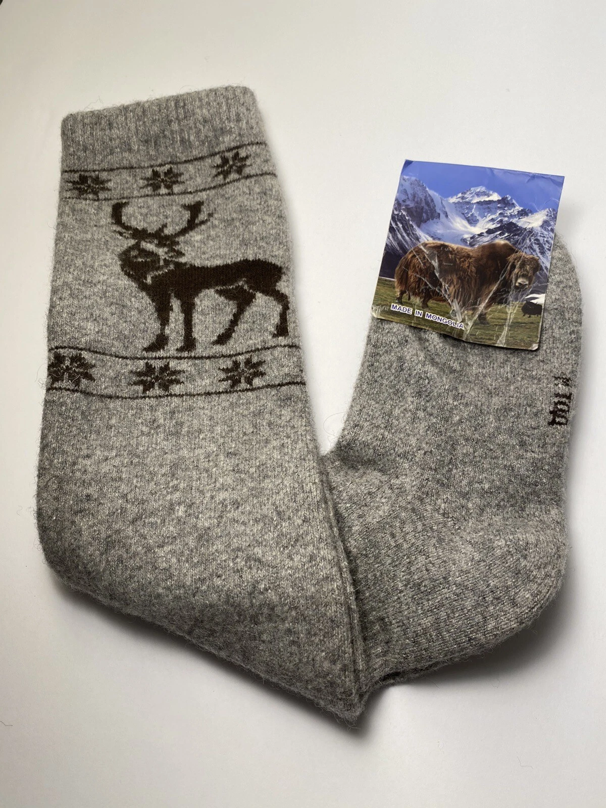 Yak Wool Blend Knee High Socks Thermal Grey M 38-40 Mongolia
