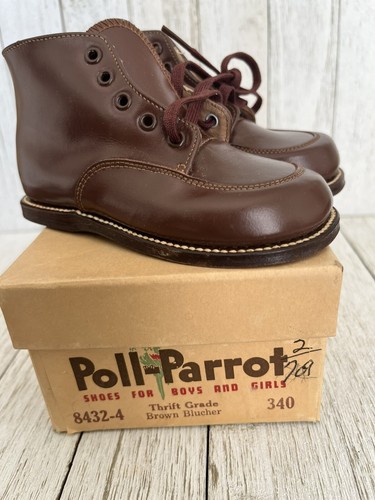Vintage Baby Boy Brown Leather Blucher Shoes Baby Boy Size 4 - 1950's-60s NOS - Picture 8 of 8