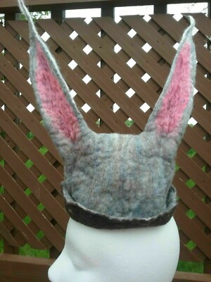 Handmade Merino Wool Newborn Photography Prop felted (rabbit Grey Pink ...