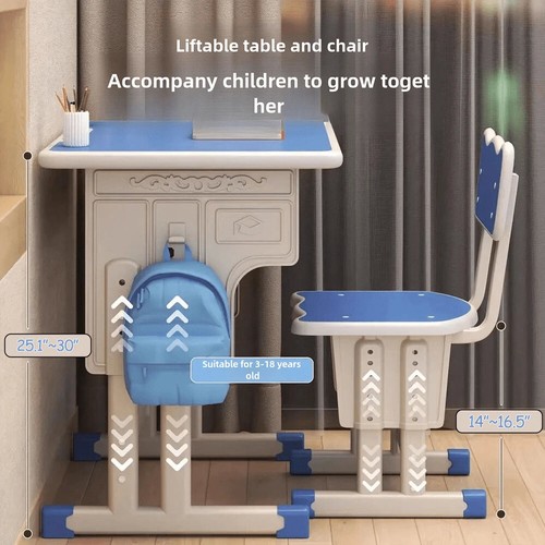WASTO-Adjustable Children Study Desk And Chair Set, For Girls & Boys, School Wri - Picture 2 of 15