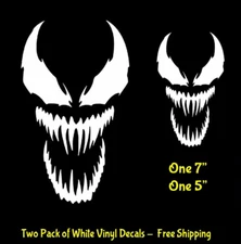 Venom 2 pack White Vinyl Decals Car Truck Windows Laptop Tablet Trailer Tablet