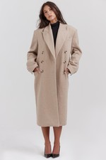 House Of Cb Oatmeal Double Breasted Coat