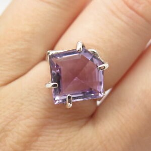 925 Sterling Silver Real Amethyst Gemstone Ring Size 7