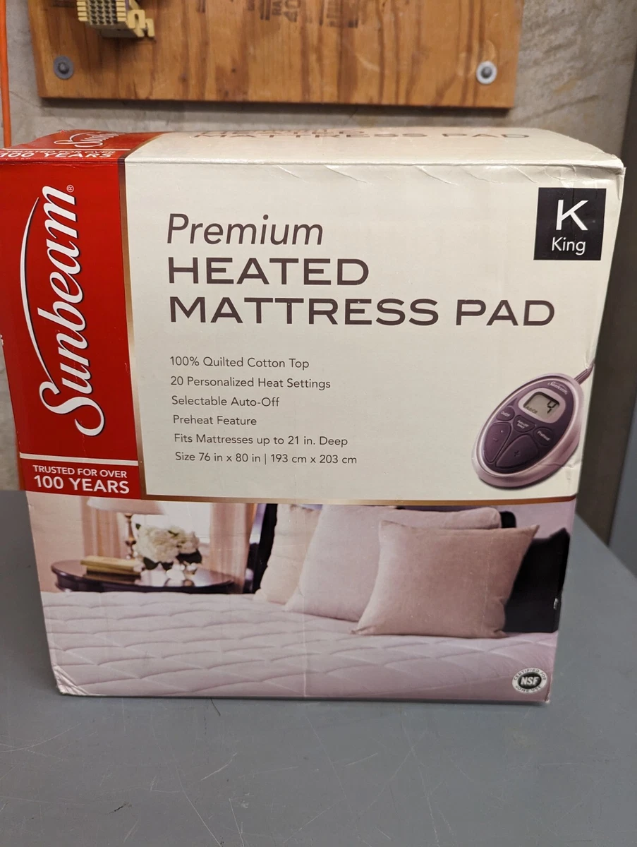 Sunbeam Premium Electric Mattress Pad Cotton Top Dual Control