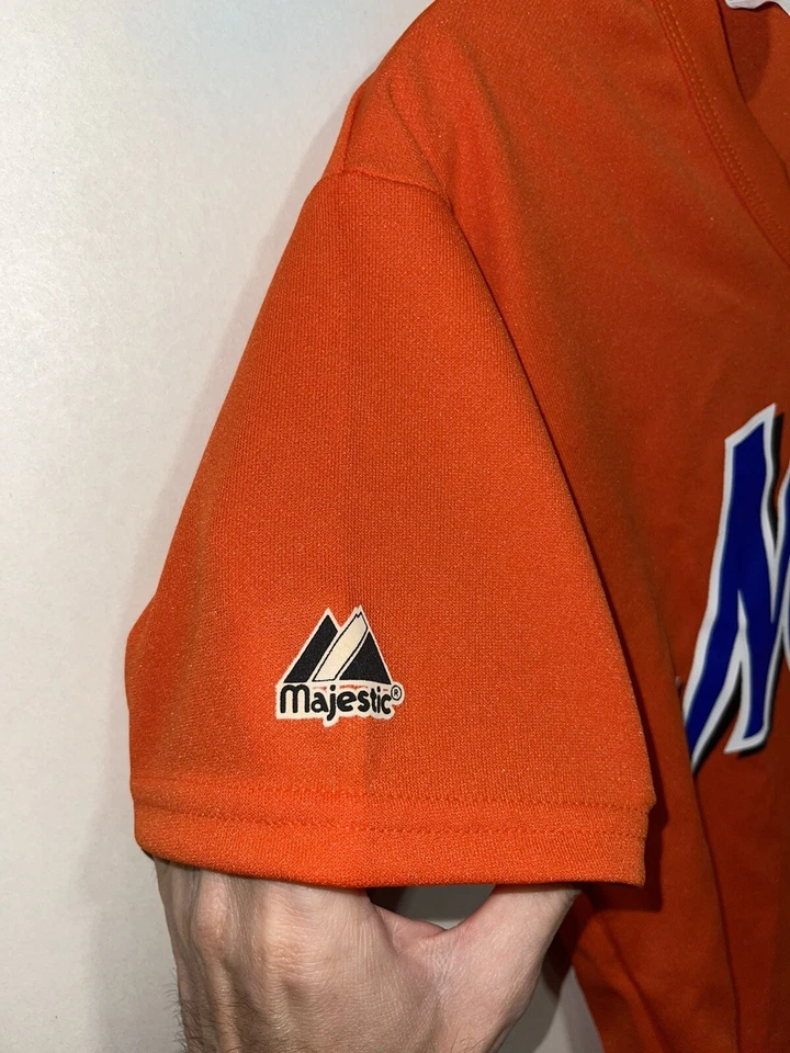 Jersey naranja vintage Majestic MLB NY Mets talla juvenil L hecho en EE. UU. Foto 3 de 4