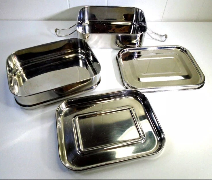GRUB2GO Bento Box Stainless Steel 4 Piece Meal Container Lunch Box Stacking