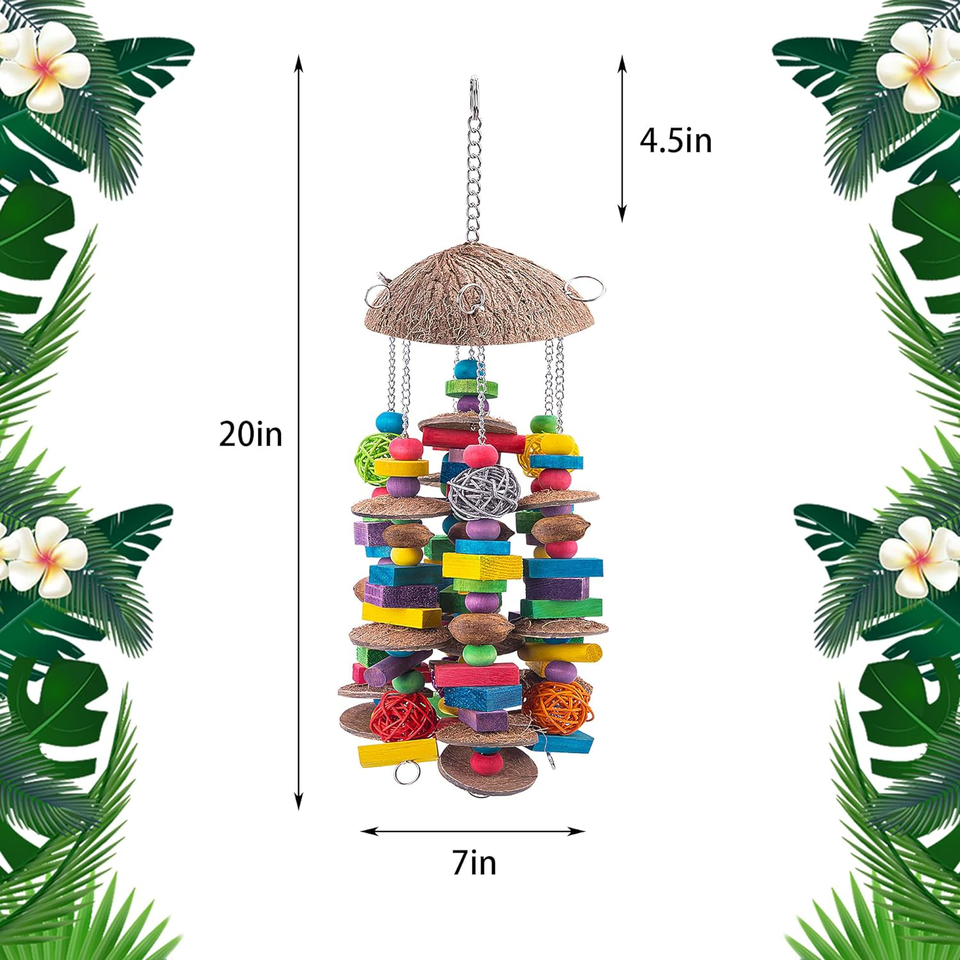 View of Bird Chewing Toy Large Medium Parrot Cage Bite Toys African Grey Macaws ...