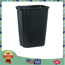 Commercial Wastebasket Trash Container, 41QT/10.25 GAL, Plastic, Black, Stackabl