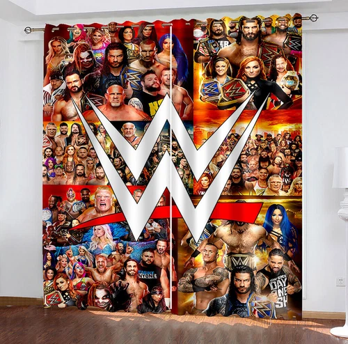 Jungen WWE Wrestling Legends Verdunkelung Fenstervorhänge Thermo Ring oben Ösen Geschenk - Bild 11 von 13