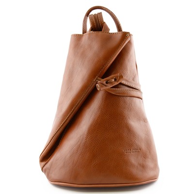 Damen Echtes Leder Rucksack mit Träger und Reißverschluss- Aniuk