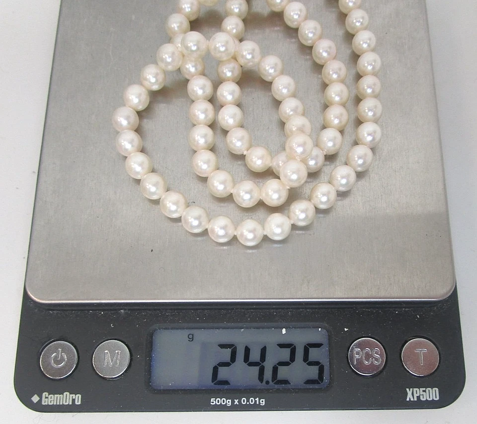 Collar de perlas Akoya reales con broche de oro amarillo de 14k de 6 mm de 18" Foto 4 de 4