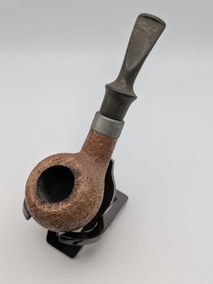 Thompson Italy Briar Smoking Pipe Rusticated Estate w Metal Band