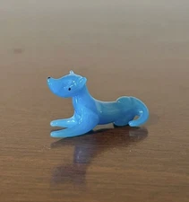 Vintage Miniature Lampwork Tiny Handmade Blue Art Glass Dog Great Dane Figurine