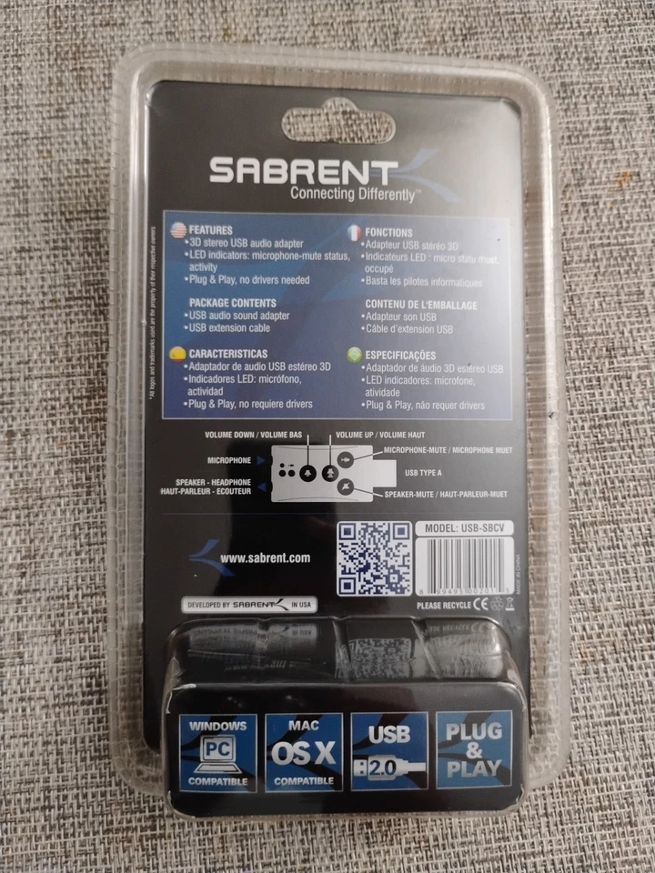 Sabrent USB External Stereo Sound Adapter Brand New Sealed - Image 3 of 4