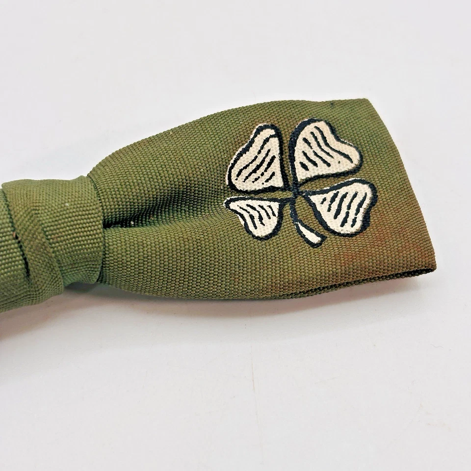 Винтажный галстук-бабочка Ormond 3/4 дюйма с зажимом зеленый счастливый ирландский ирландский клевер вискоза St Paddys - Изображение 3 из 4