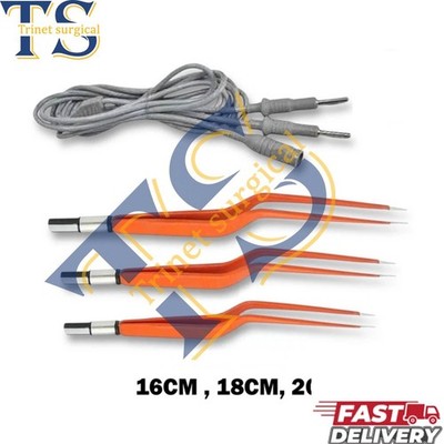 New Non-Stick Bayonet Bipolar Forceps 3 Pcs & 3mtr Cord Of A+ Quality