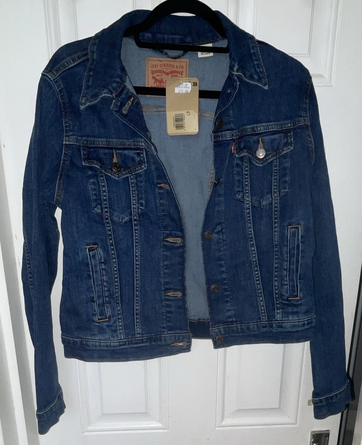 Levi's Original Trucker Women's Blue Denim Jean Jacket Button Front Size M