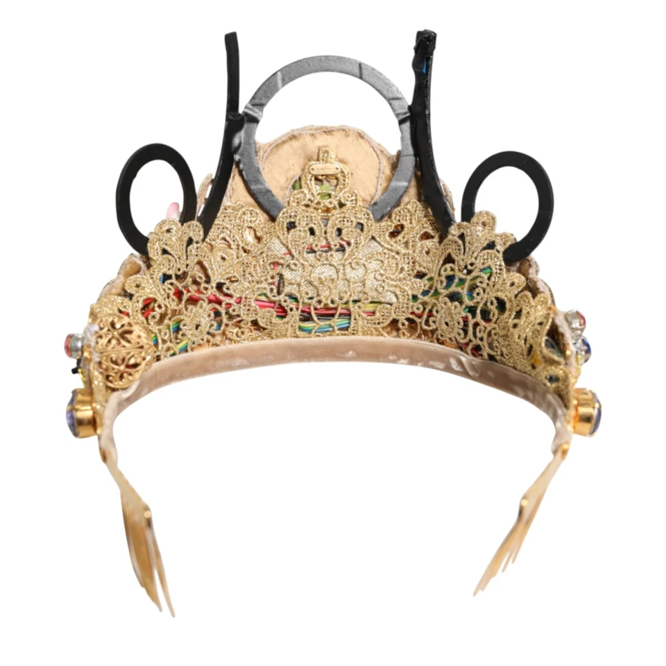 DOLCE & GABBANA Tiara Oro Latón Cristal Adornado Tocado Corona 4320usd Foto 2 de 4