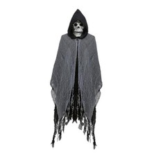 Halloween Grim Reaper Costume Black Hooded Cloak Medieval Vintage Cloak for