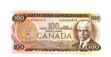 100 DOLLARS VERY FINE-EXTRA FINE   BANKNOTE  FROM  CANADA 1975    PICK-91  RARE