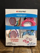✔️Dolfino 3-in-1 Swim Goggles Set - Unicorn Flamingo Rainbow - Kids