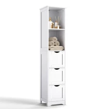 Floor Cabinet Bathroom Storage Organizer Rack Free Standing with 3 Drawers White
