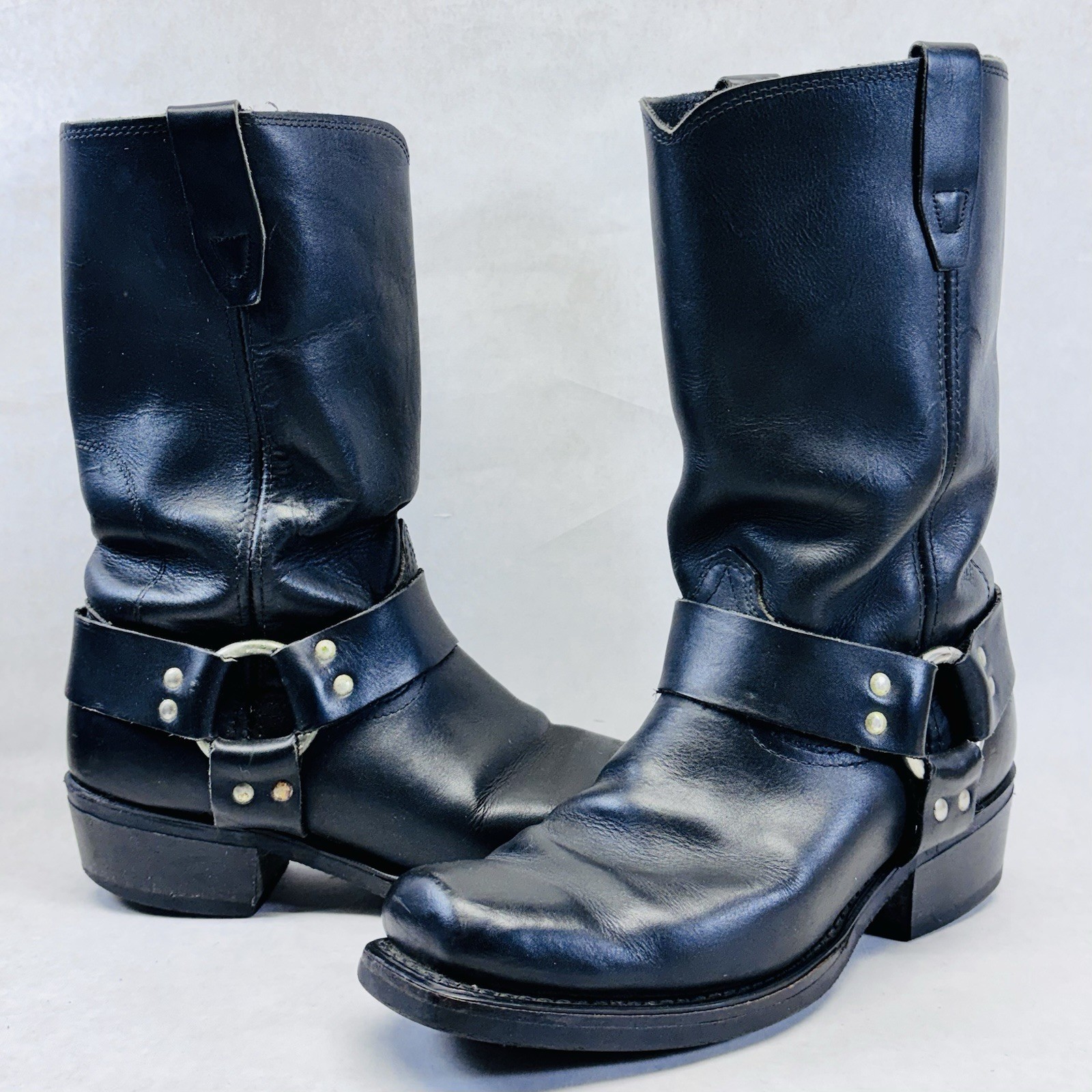 Durango Men's Harness Motorcycle Leather Black Pull On Boots DB510 Size 8.5D