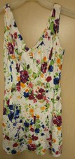 Ralph Lauren Chaps Dress Womens 6p Ivory Floral Sleeveless Romantic Cottagecore