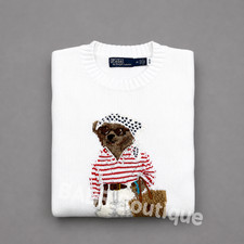 POLO RALPH LAUREN Bear Coastal Chic Sweater White Beach Women  s Size L - NWT