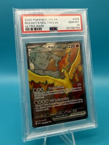 Team Rocket's Moltres ex 208/182 Sv10: Destined Rivals Holo PSA 10