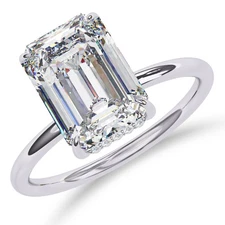 IGI 2.60 Ct Emerald Lab Grown Diamond Halo Solitaire Engagement Ring 14K WG